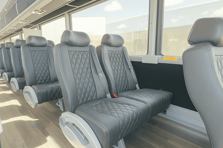 interior of Youngstown Coach Bus Service charter bus