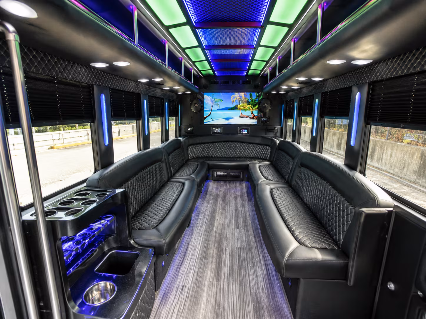 youngstown 18 passenger party bus inside