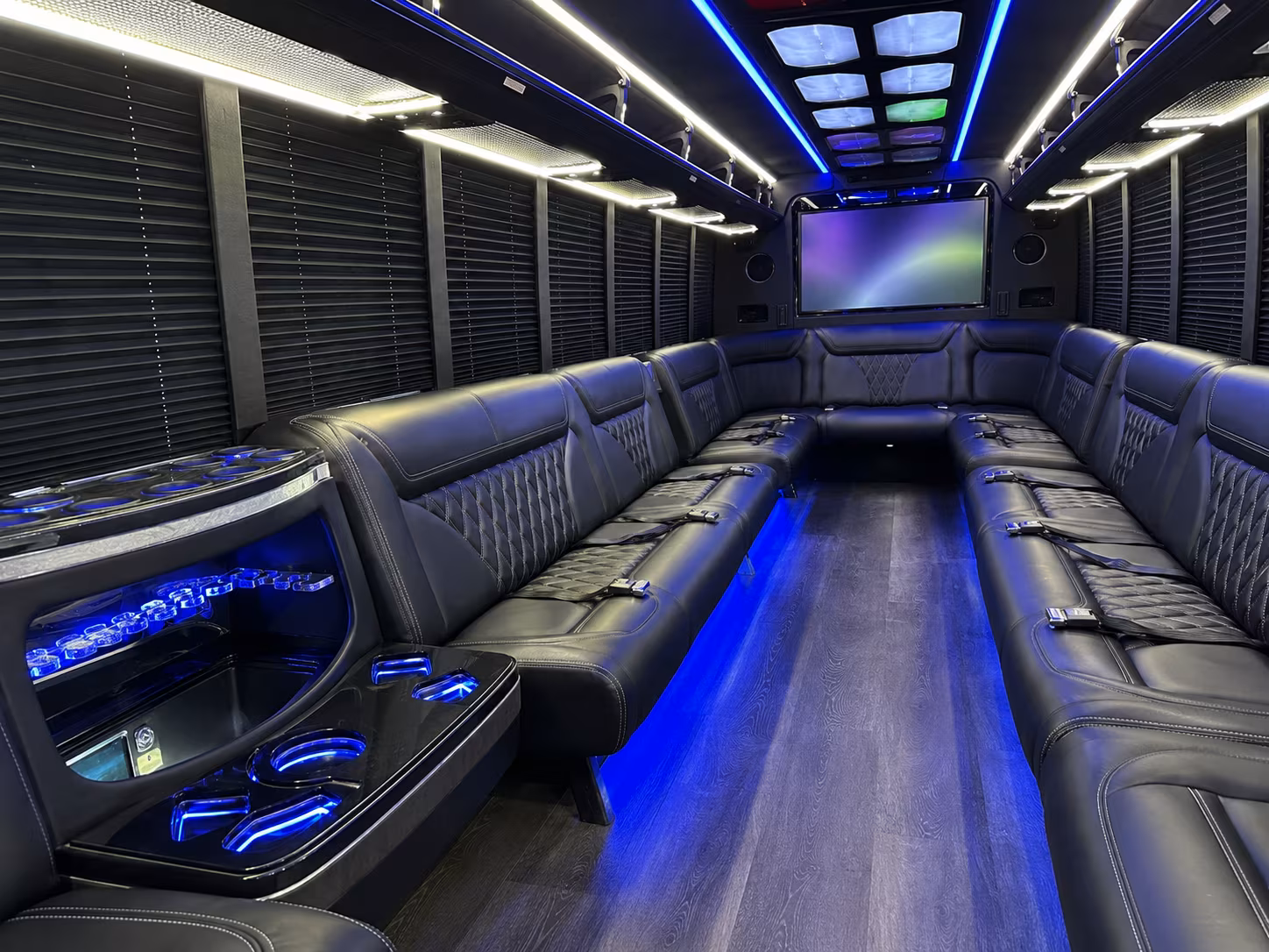 youngstown 20 passenger party bus inside