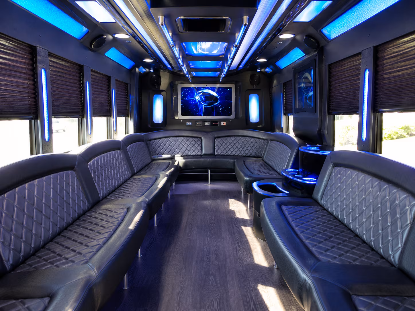 youngstown 28 passenger party bus inside