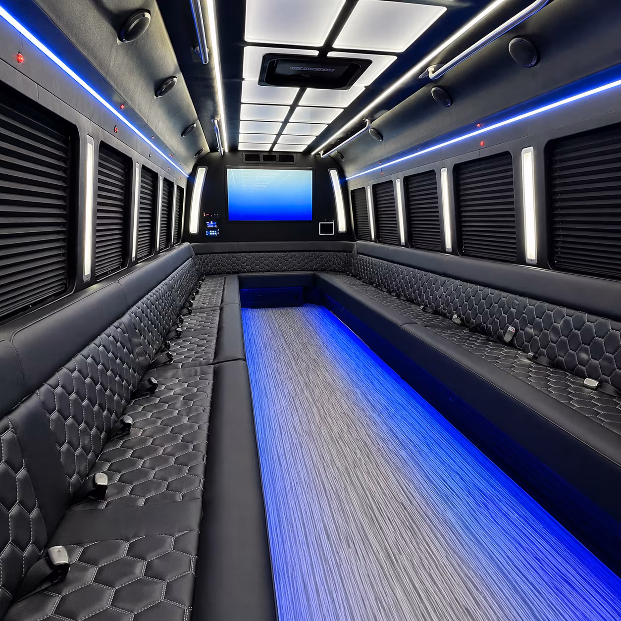 youngstown 50 passenger party bus inside